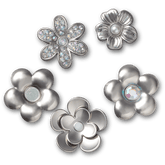 Monochrome Slvr Flwrs 5 Pack Jibbitz™ charms for Women|Men|Jibbitz™ Charms