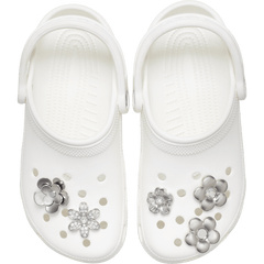 Monochrome Slvr Flwrs 5 Pack Jibbitz™ charms for Women|Men|Jibbitz™ Charms