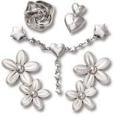 Silver Meta Floral 5 Pack Jibbitz™ charms for Women|Men|Jibbitz™ Charms
