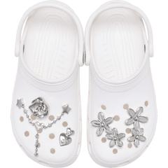 Silver Meta Floral 5 Pack Jibbitz™ charms for Women|Men|Jibbitz™ Charms