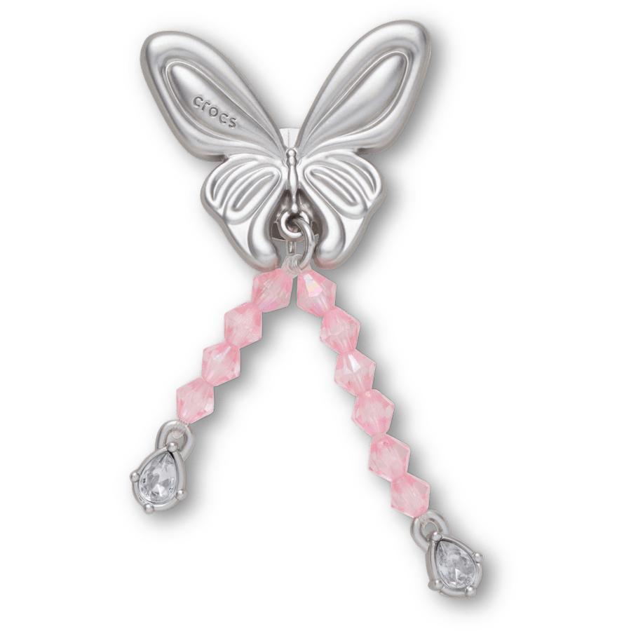 Silver Beaded Meta Butterfly Jibbitz™ charms for Women|Men