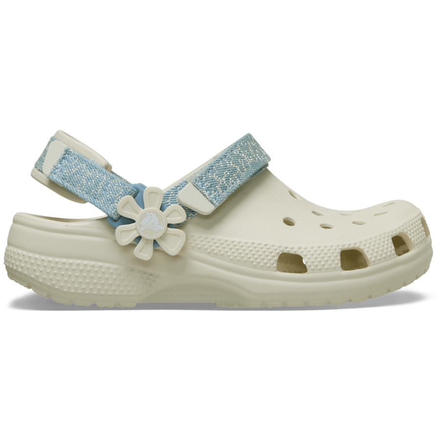 Kids’ Classic Denim Flower Adjustable Backstrap Clog for Kids
