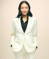 Black Fleece Peak Lapel Dinner Jacket in Merino Wool-Silk Faille