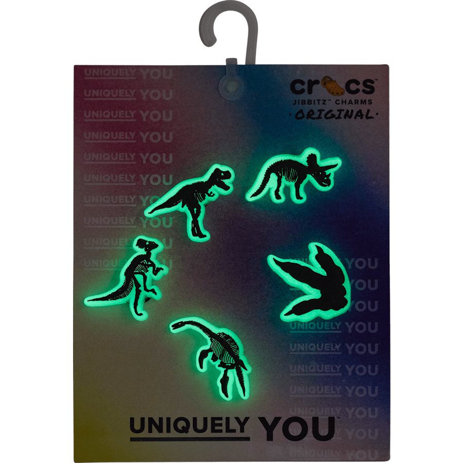 Glow In The Dark Dino 5 Pack Jibbitz Shoe Charm for Women|Men|Jibbitz™ Charms