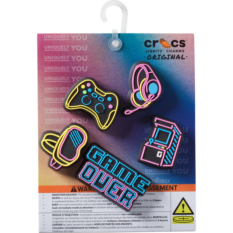 Lights Up Neon Gamer 5 Pack Jibbitz™ charms for Women|Men|Jibbitz™ Charms