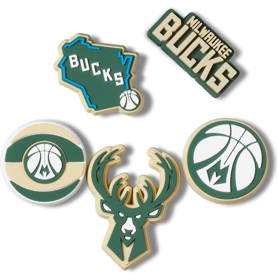 NBA Milwaukee Bucks 5 Pack Jibbitz™ charms for Women|Men|Jibbitz™ Charms
