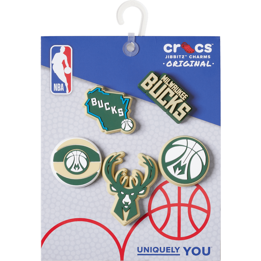 NBA Milwaukee Bucks 5 Pack Jibbitz™ charms for Women|Men|Jibbitz™ Charms