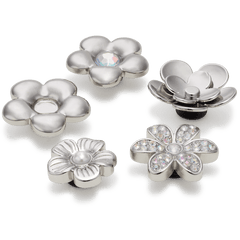 Monochrome Slvr Flwrs 5 Pack Jibbitz™ charms for Women|Men|Jibbitz™ Charms