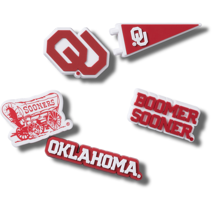 Univ of Oklahoma 5 Pack Jibbitz™ charms for Women|Men|Kids|Jibbitz™ Charms