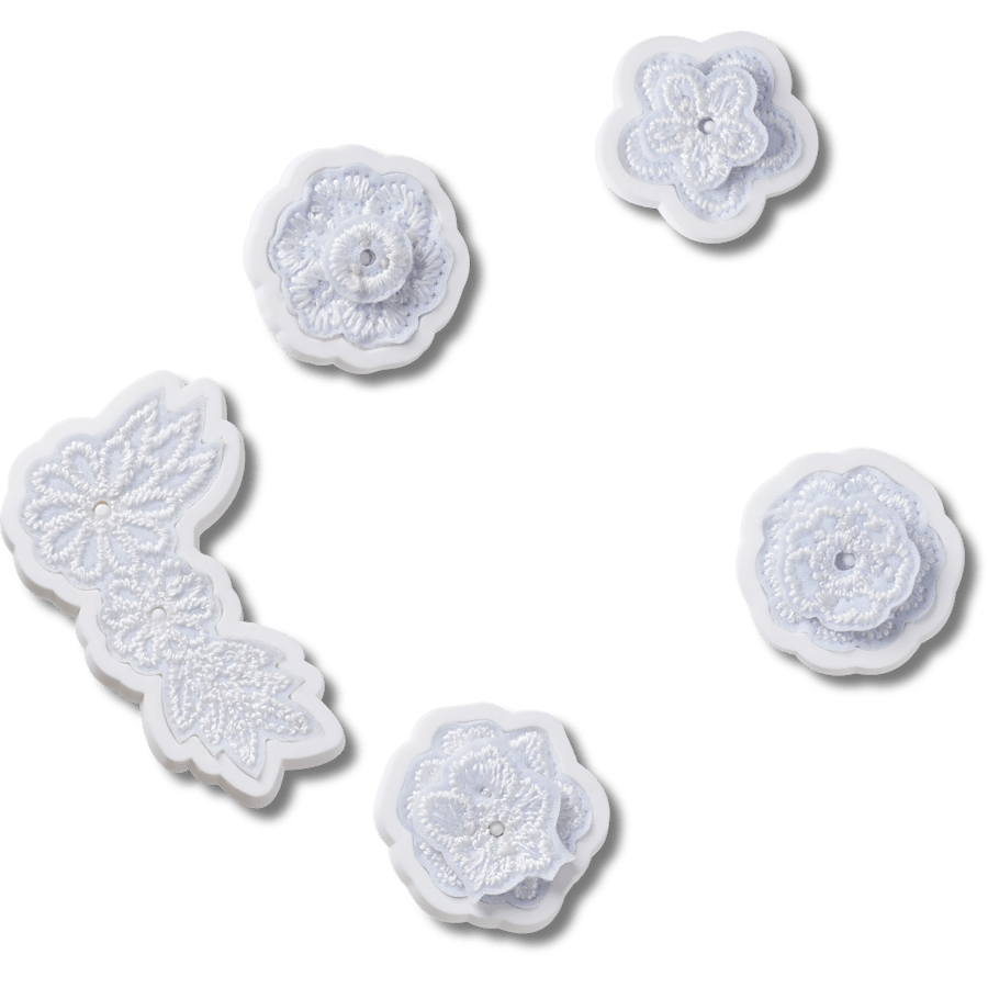 White Elegant Floral 5 Pack Jibbitz™ charms for Women|Men|Jibbitz™ Charms