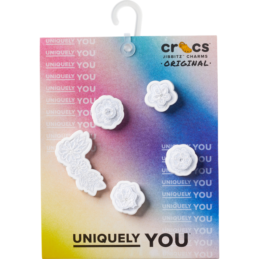 White Elegant Floral 5 Pack Jibbitz™ charms for Women|Men|Jibbitz™ Charms