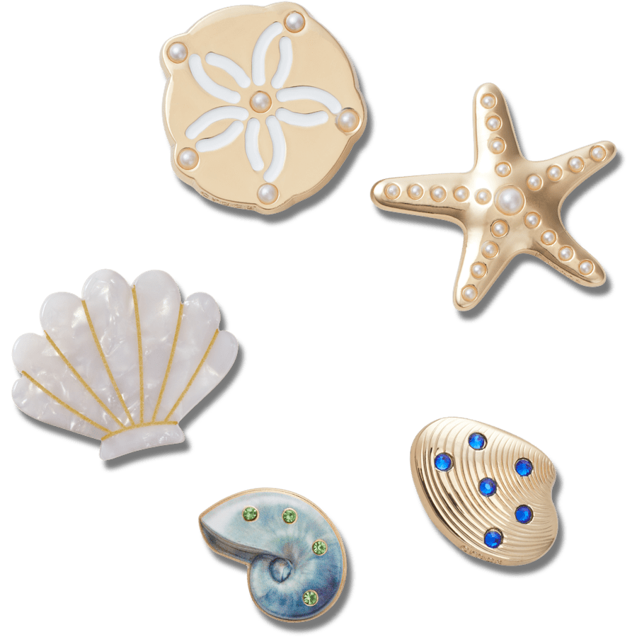 Gold Seashell 5 Pack Jibbitz™ charms for Women|Men|Jibbitz™ Charms