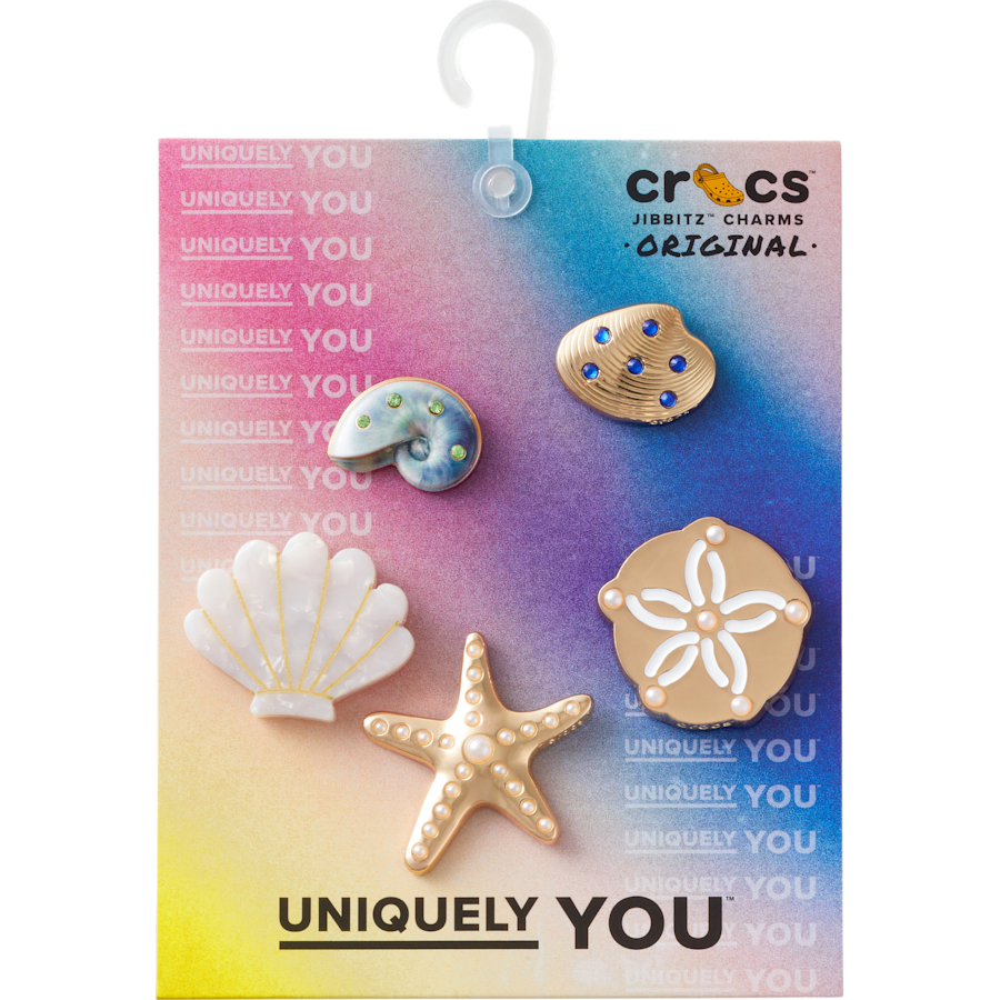 Gold Seashell 5 Pack Jibbitz™ charms for Women|Men|Jibbitz™ Charms