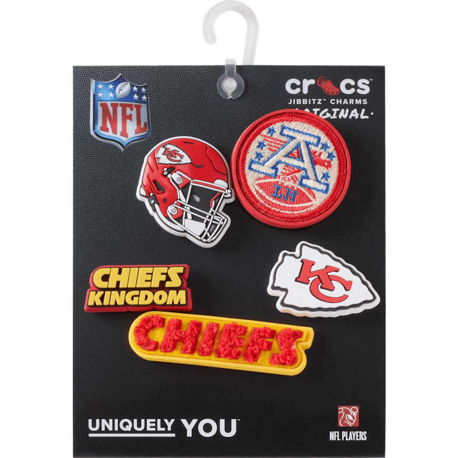 NFL Kansas City Chiefs 5 Pack Jibbitz Shoe Charm for Women|Men|Jibbitz™ Charms