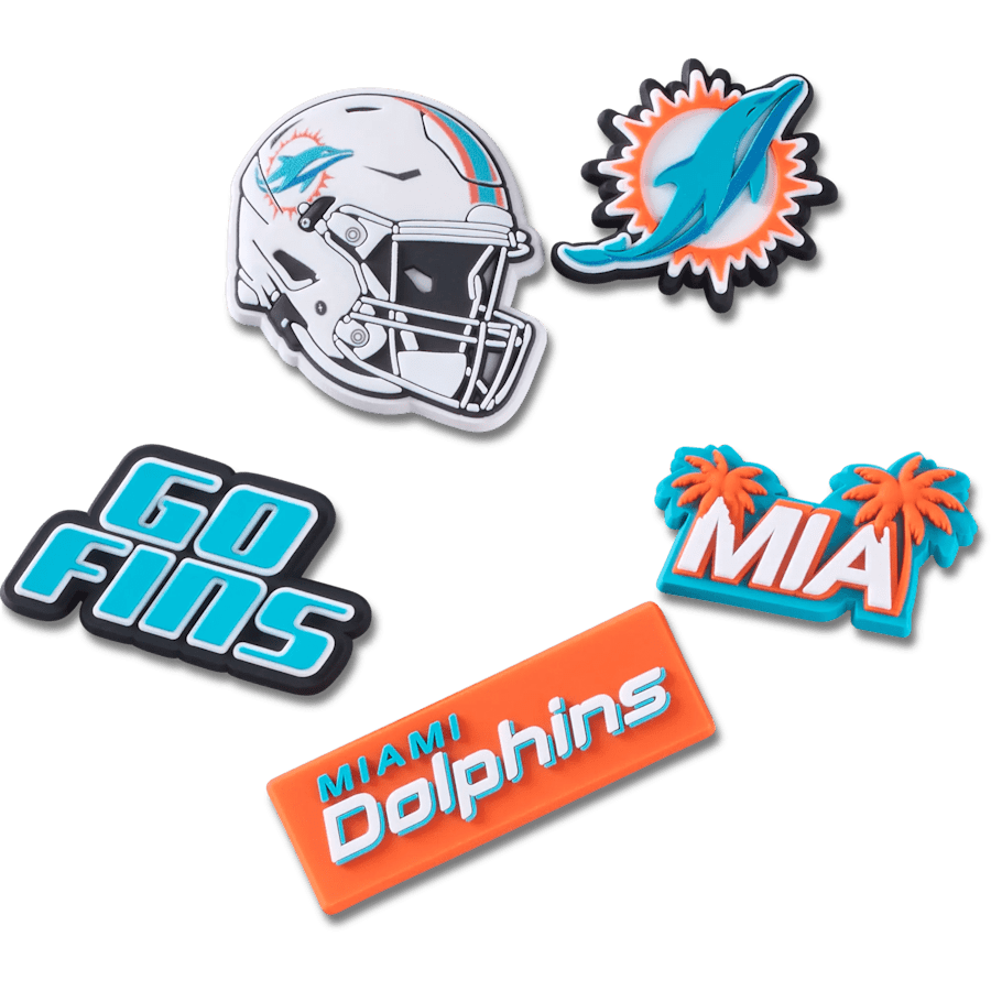 NFL Miami Dolphins 5 Pack Jibbitz Shoe Charm for Women|Men|Jibbitz™ Charms