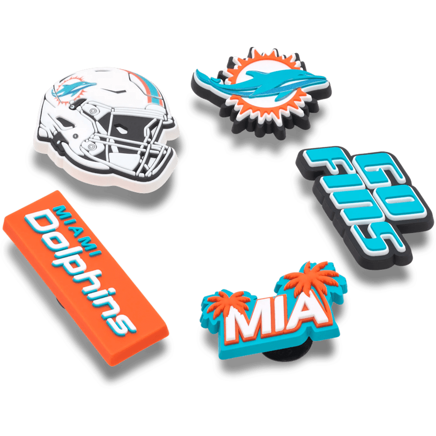 NFL Miami Dolphins 5 Pack Jibbitz Shoe Charm for Women|Men|Jibbitz™ Charms