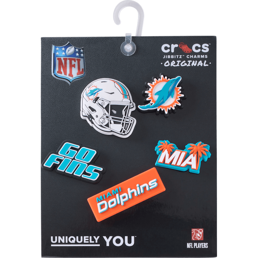 NFL Miami Dolphins 5 Pack Jibbitz Shoe Charm for Women|Men|Jibbitz™ Charms