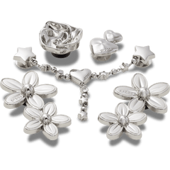 Silver Meta Floral 5 Pack Jibbitz™ charms for Women|Men|Jibbitz™ Charms