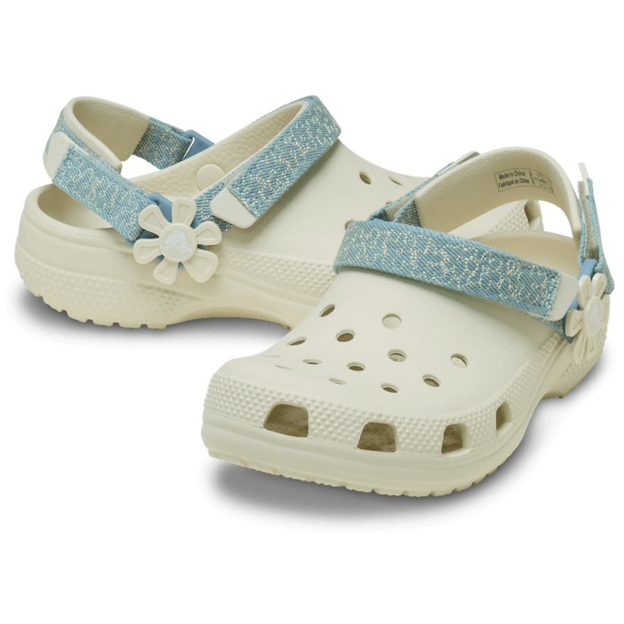 Kids’ Classic Denim Flower Adjustable Backstrap Clog for Kids