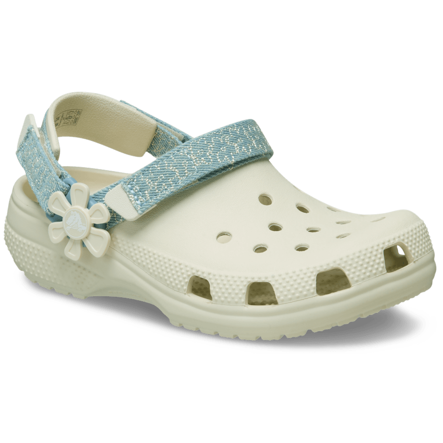 Kids’ Classic Denim Flower Adjustable Backstrap Clog for Kids