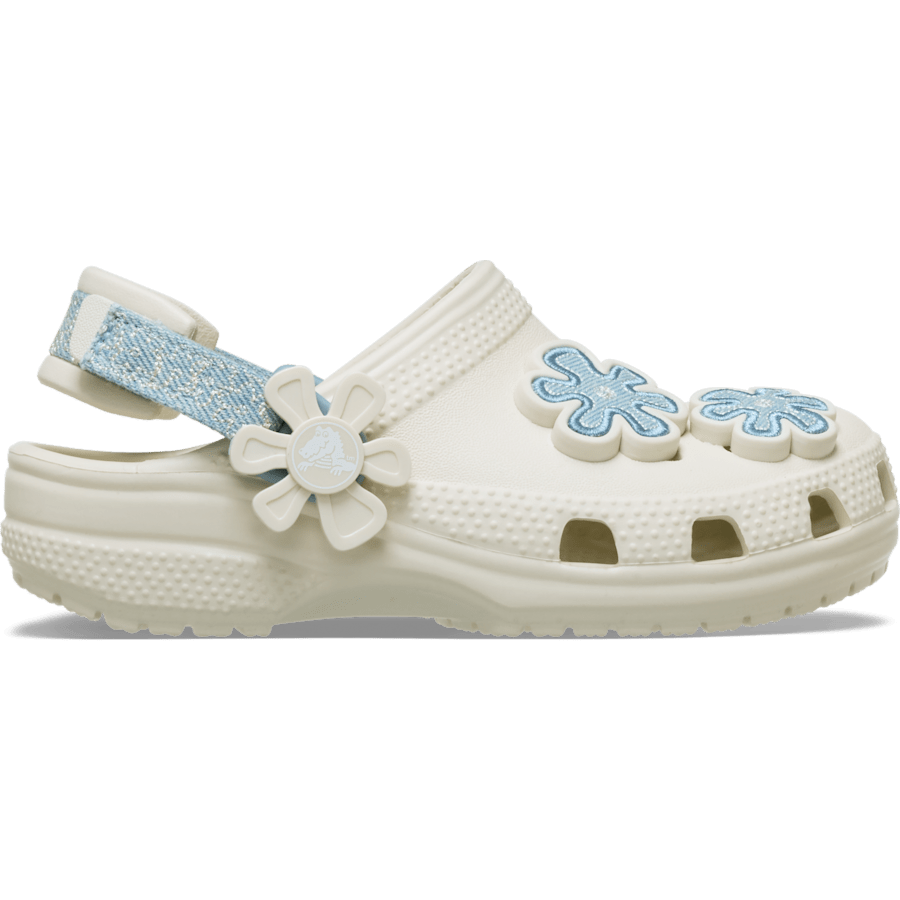 Toddler Classic Denim Flower Adjustable Backstrap Clog for Kids