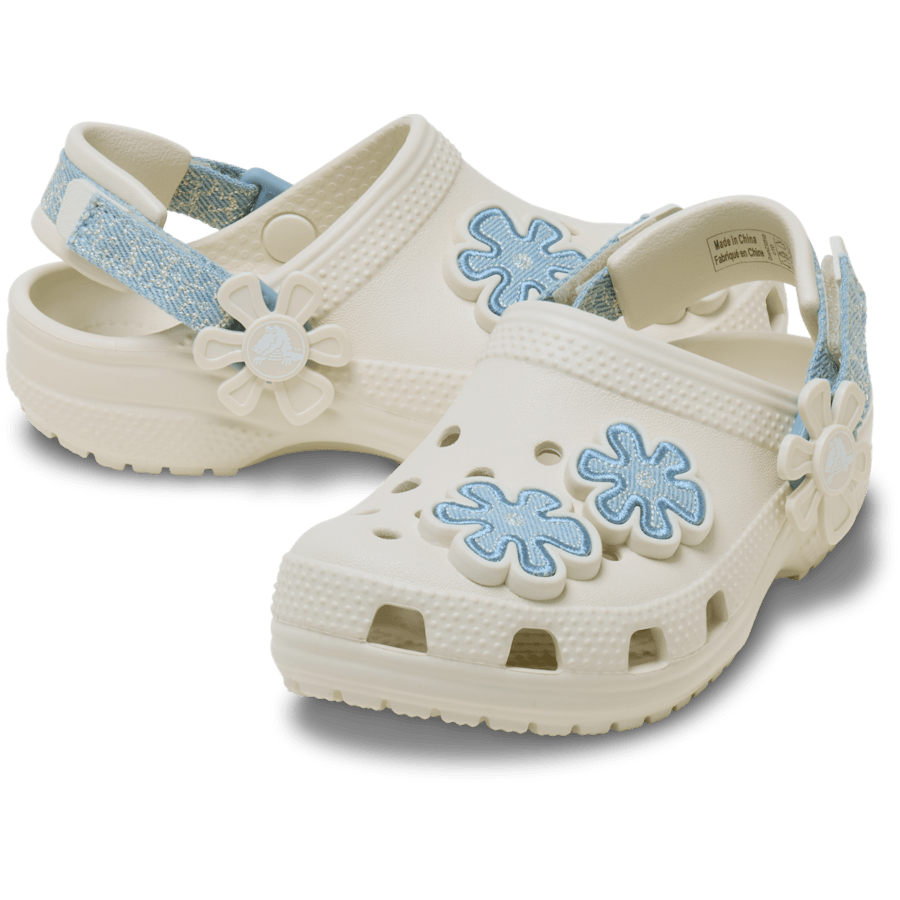 Toddler Classic Denim Flower Adjustable Backstrap Clog for Kids
