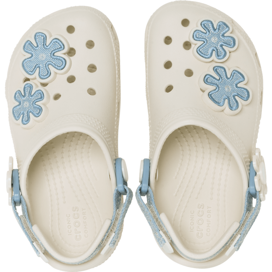 Toddler Classic Denim Flower Adjustable Backstrap Clog for Kids