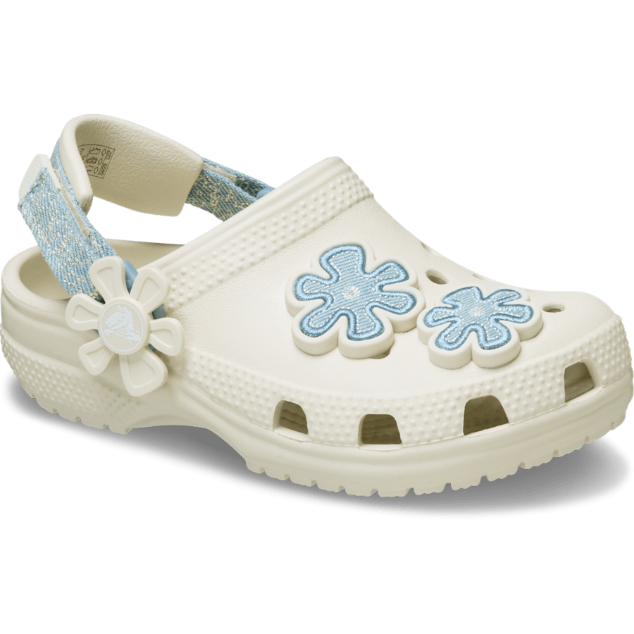 Toddler Classic Denim Flower Adjustable Backstrap Clog for Kids