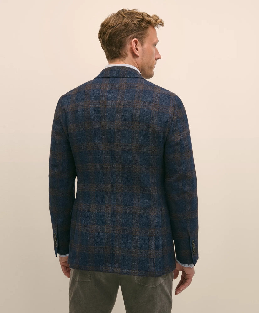Classic Fit Wool-Cotton-Silk-Cashmere Hopsack Check Sport Coat