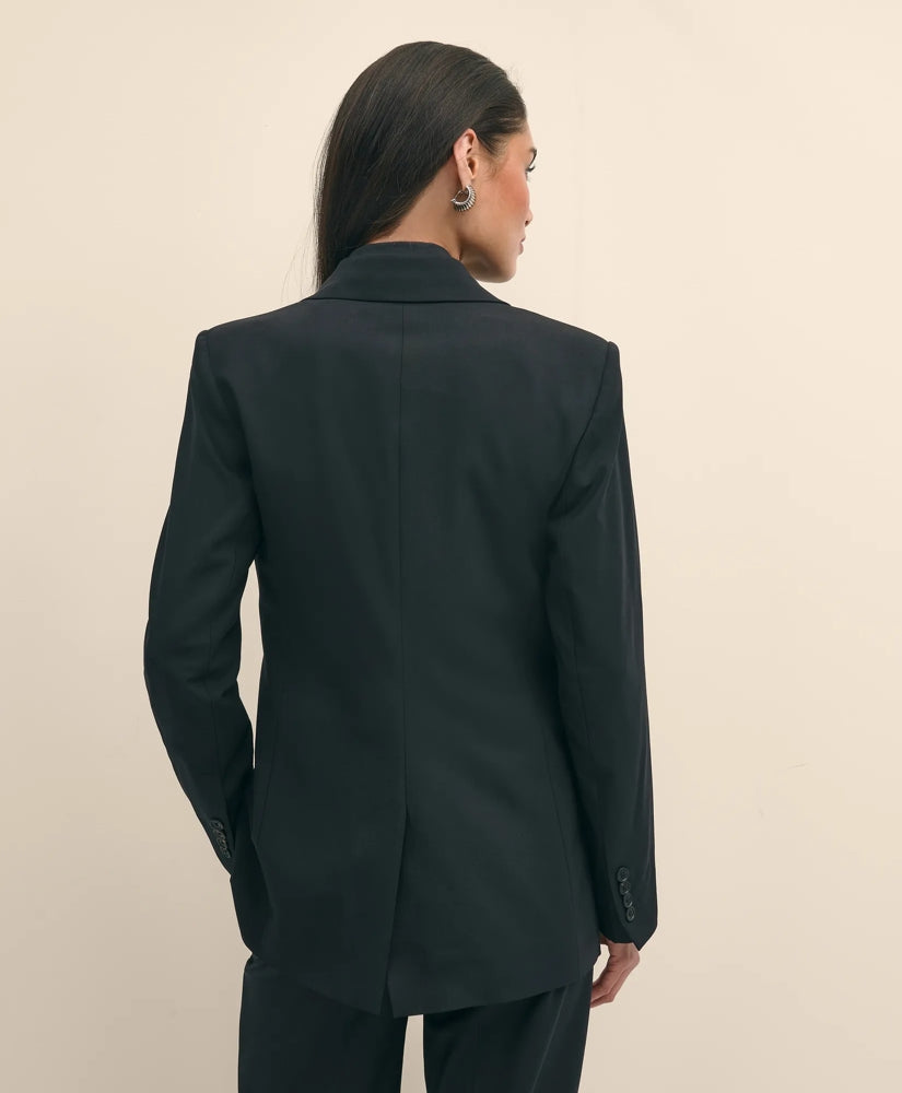 The Essentials Double-Breasted Peak Lapel Jacket in Wool Blend