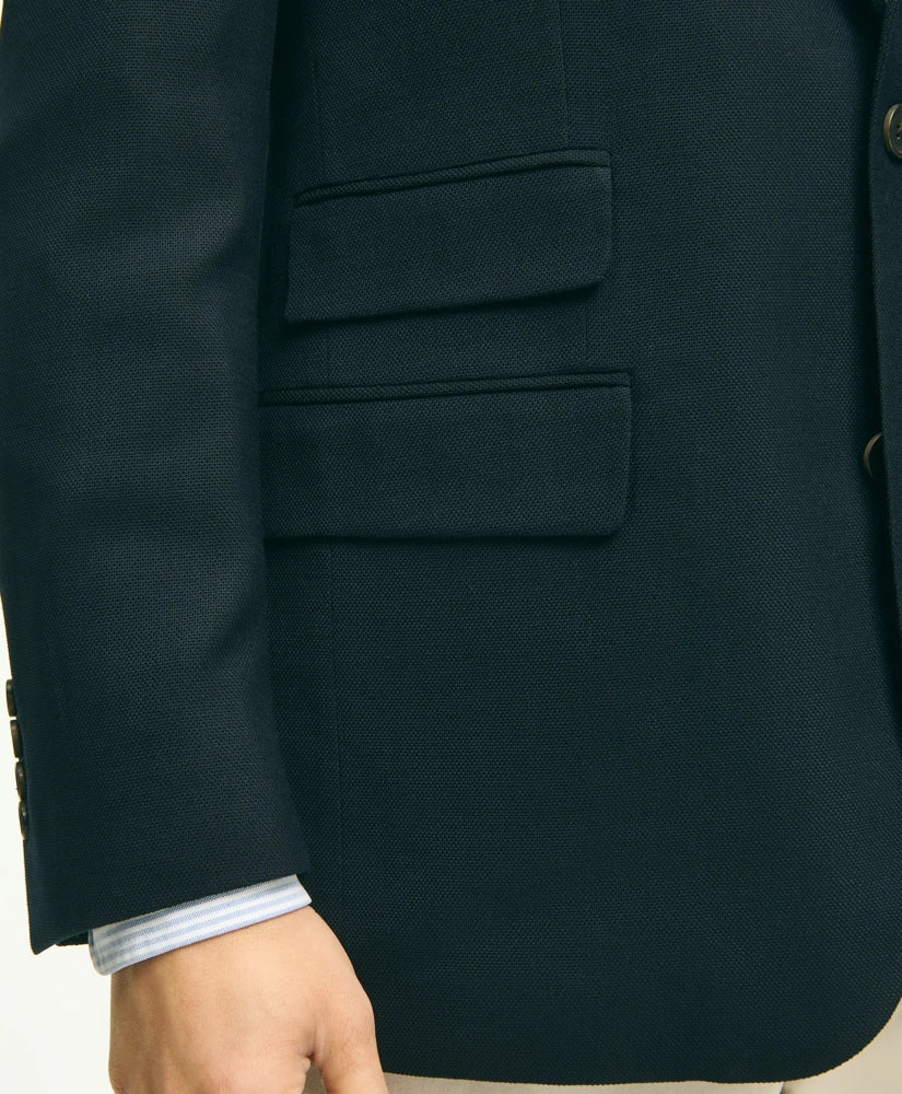 Classic Fit Stretch Wool Hopsack Blazer